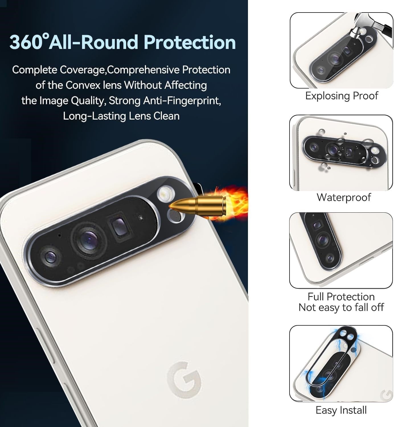 Picture of Google Pixel 9 Pro XL 5G Back 9H Full Camera Lens Protector Rear 9H 3Da Camera Lens Protector,Upgraded HD,Clear Scratch Resistant [With Photo Friendly Flash Cut]