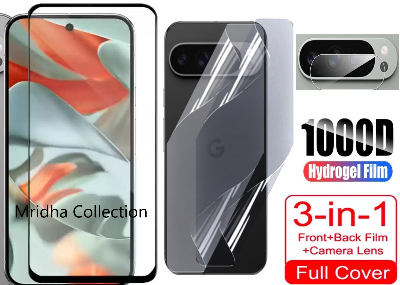 Picture of 3in1 Protector Combo Pack for Google Pixel 9 Pro 5G (Premium Full Screen Protector Glass+Back Hydrogel Protector Poly+Camera Lens Protector)