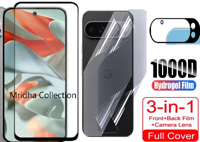 Picture of 3in1 Protector Combo Pack for Google Pixel 9 Pro 5G (Premium Full Screen Protector Glass+Back Hydrogel Protector Poly+9h Camera Lens Protector)