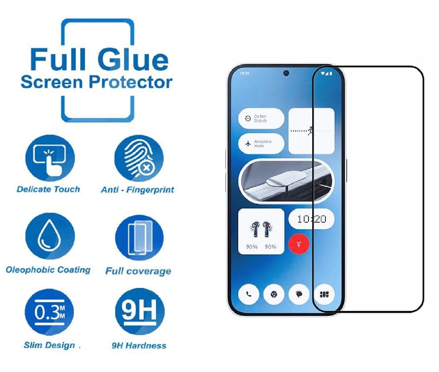 Picture of Nothing Phone 3 Premium Full Coverage Glass Protector Tempered Glass Screen Protector 9H Hardness Full Coverage