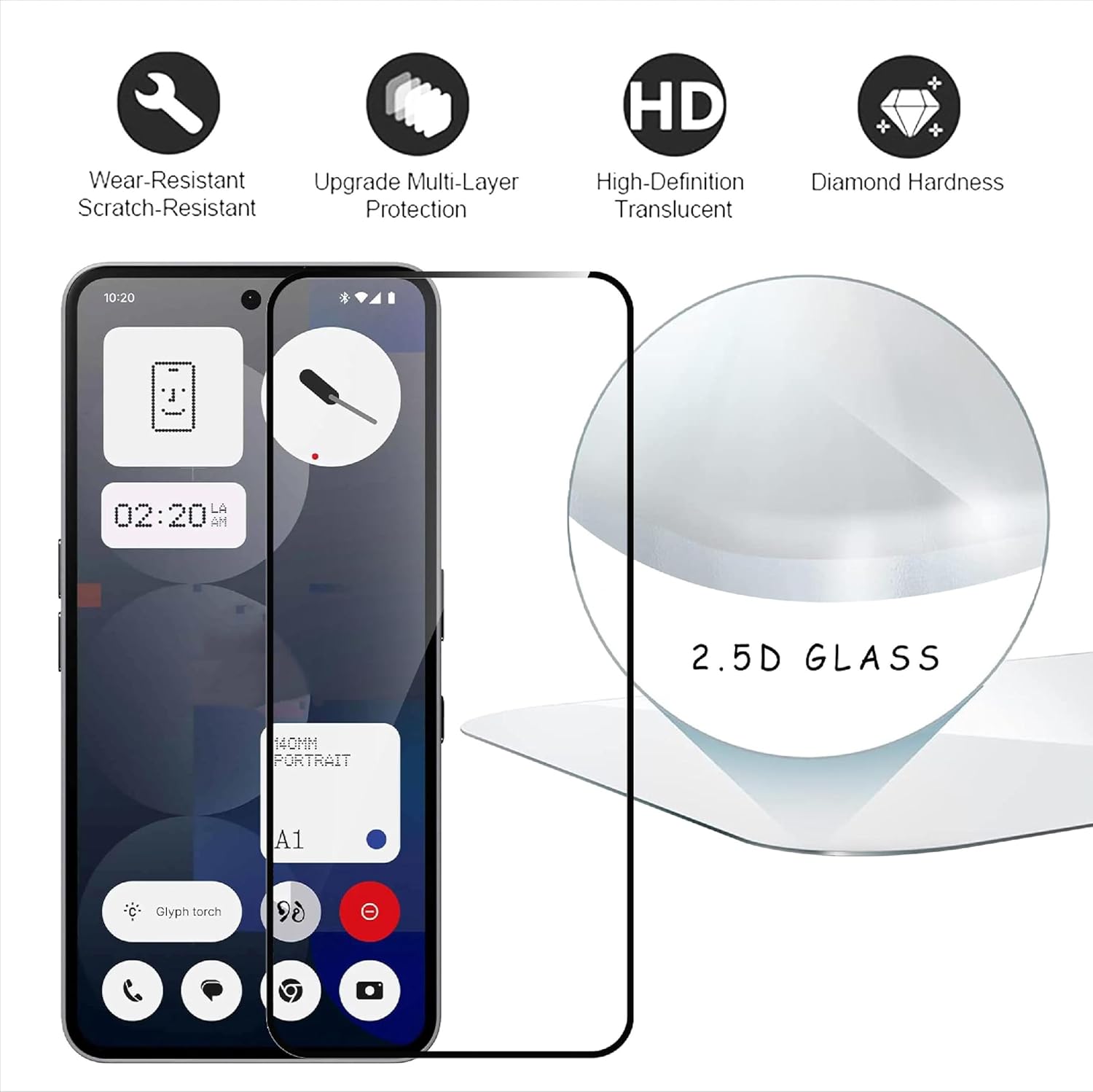Picture of Nothing Phone 3a Pro (5D 9D 11D 13D 21D) Screen Protector Tempered Glass Film 9H Hardness Full Coverage No Bubbles and Fingerprint Scratch-Resistant