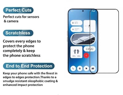 Picture of Nothing Phone 3a Pro Premium Full Coverage Glass Protector Tempered Glass Screen Protector 9H Hardness Full Coverage