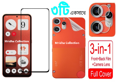 Picture of 3in1 Protector Combo Pack for Nothing CMF Phone 2 Pro (5d Full Screen Protector Glass + Back Hydrogel Protector Poly + Camera Lens Protector)