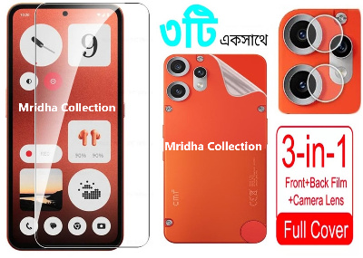 Picture of 3in1 Protector Combo Pack for Nothing CMF Phone 2 Pro (Clear Screen Protector Glass + Back Hydrogel Protector Poly + Camera Lens Protector)