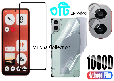Picture of 3in1 Protector Combo Pack for Nothing CMF Phone 1 (Premium Full Screen Protector Glass + Back Hydrogel Protector Poly + Camera Lens Protector)
