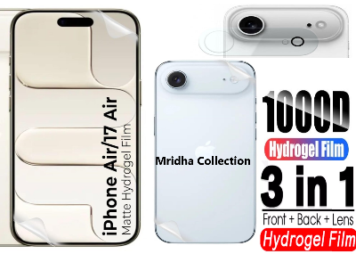 Picture of 3in1 Protector Combo Pack for Apple iPhone Air (Front Hydrogel Screen Protector Poly + Back Hydrogel Poly Protector + 3D Camera Lens Protector)