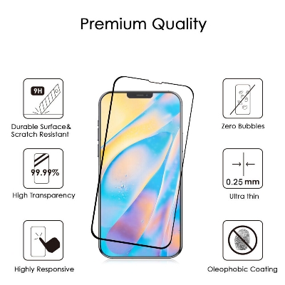Picture of Apple iPhone 17 Pro Max (5D 9D 11D 13D 21D) Screen Protector Tempered Glass Film 9H Hardness Full Coverage No Bubbles and Fingerprint Scratch-Resistant