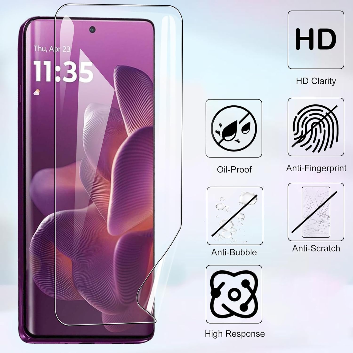 Picture of 2in1 Protector Combo Pack for Motorola Edge 60 5G (Front Hydrogel Screen Protector Poly + Camera Lens Protector)