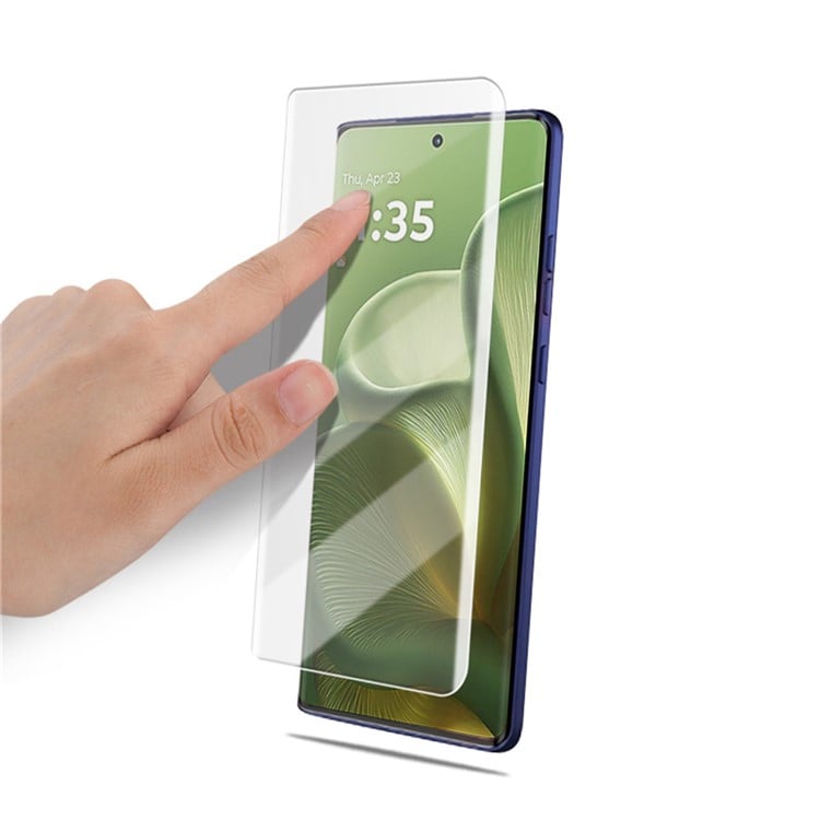Picture of Motorola Edge 60 5G (A+ GRADE) Premium UV Tempered Glass Screen Protector Curved with Liquid Glue and UV Light -Transparent Clear
