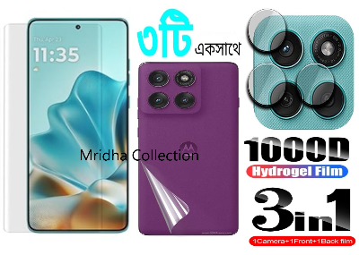 Picture of 3in1 Protector Combo Pack for Motorola Edge 60 5G (A+ GRADE) UV Glass Screen Protector + Back Protector Film + Camera Glass Protector)