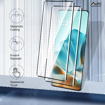 Picture of Motorola Edge 60 5G Full Glue 9D Curved Tempered Glass Screen Protector Edge to Edge Fit Protection Tempered Glass (Black)