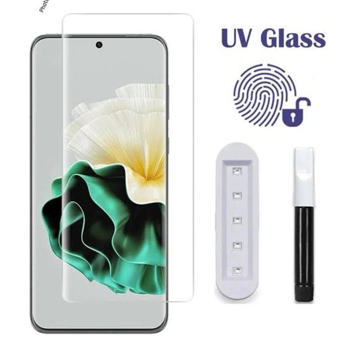 Picture of Tecno Spark 40 Pro+ / Tecno Spark 40 Pro Plus (A+ GRADE) Premium UV Tempered Glass Screen Protector Curved with Liquid Glue and UV Light -Transparent Clear