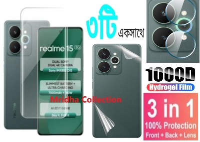 Picture of 3in1 Protector Combo Pack for Realme 15 5G (A+ GRADE) UV Glass Screen Protector + Back Protector Film + Camera Glass Protector)