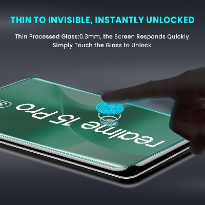 Picture of Realme 15 5G (A+ GRADE) Premium UV Tempered Glass Screen Protector Curved with Liquid Glue and UV Light -Transparent Clear