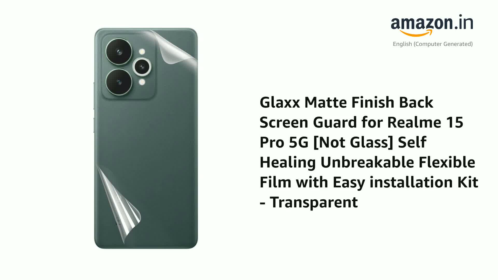 Picture of 2in1 Back Protector Combo Pack for Realme 15 5G (Back Hydrogel Poly Protector+Camera Lens Protector)