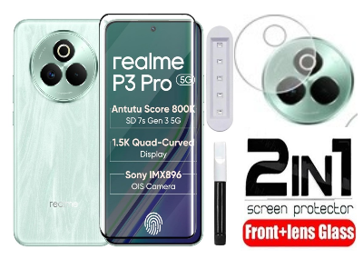 Picture of 2in1 Protector Combo Pack for Realme P3 Pro 5G (A+ GRADE) UV Glass Screen Protector + Camera Protector Lens