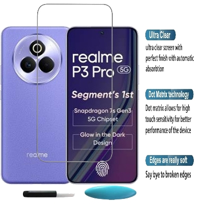 Picture of 3in1 Protector Combo Pack for Realme P3 Pro 5G (A+ GRADE) UV Glass Screen Protector + Back Protector Film + Camera Glass Protector)