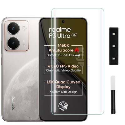 Picture of 2in1 Protector Combo Pack for Realme P3 Ultra 5G (A+ GRADE) UV Glass Screen Protector + Camera Protector Lens