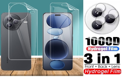 Picture of 3in1 Protector Combo Pack for Xiaomi Civi 5 Pro (Front Hydrogel Screen Protector Poly+Back Hydrogel Poly Protector+Camera Lens Protector)