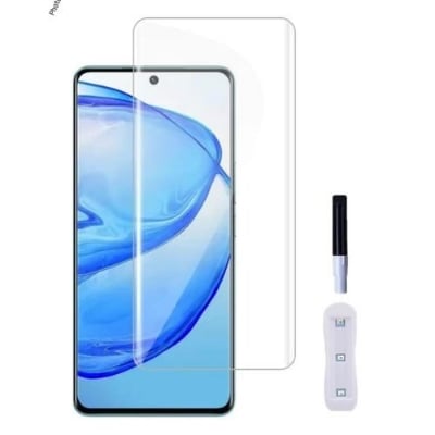 Picture of Tecno Pova Slim (A+ GRADE) Premium UV Tempered Glass Screen Protector Curved with Liquid Glue and UV Light -Transparent Clear