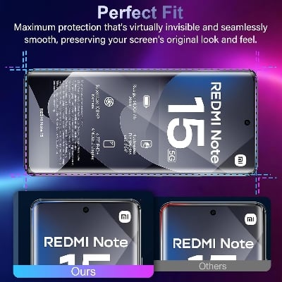 Picture of Xiaomi Redmi Note 15 4G (A+ GRADE) Premium UV Tempered Glass Screen Protector Curved with Liquid Glue and UV Light -Transparent Clear