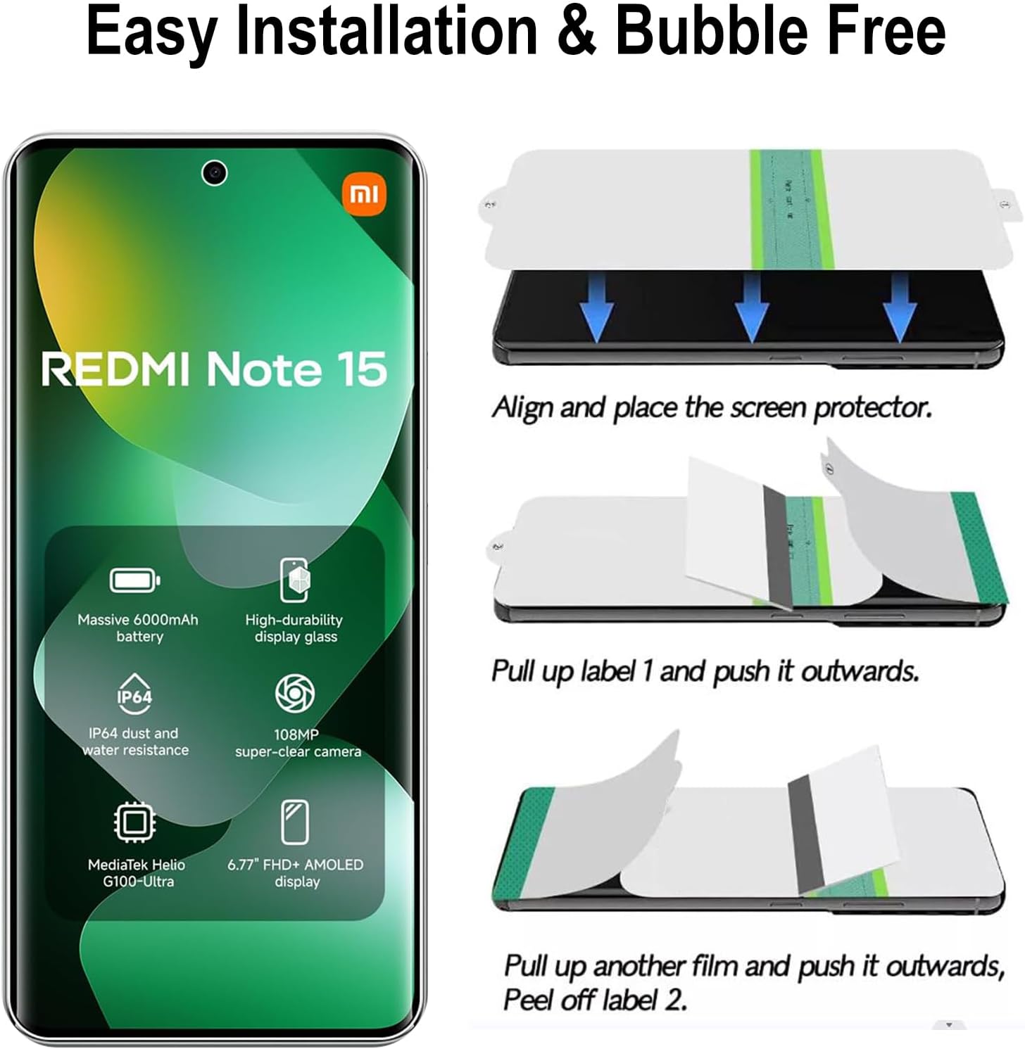 Picture of Xiaomi Redmi Note 15 4G (4 Layers) TPU Hydrogel Machine Cutting Screen Protector Film High Definition (Front Poly)