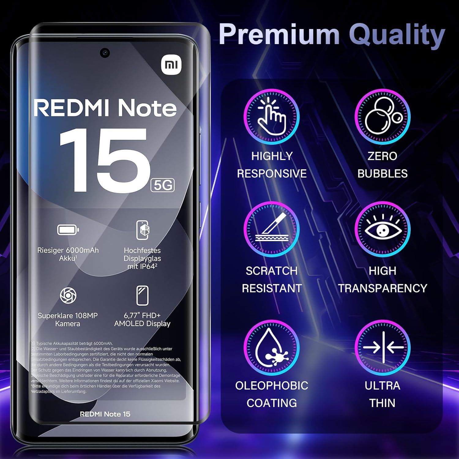 Picture of Xiaomi Redmi Note 15 Pro (A+ GRADE) Premium UV Tempered Glass Screen Protector Curved with Liquid Glue and UV Light -Transparent Clear