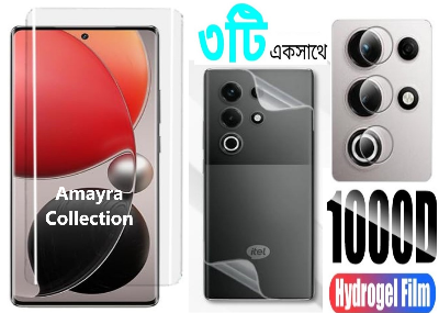 Picture of 3in1 Protector Combo Pack for itel Super 26 Ultra (A+ GRADE) UV Glass Screen Protector + Back Protector Film + Camera Glass Protector)