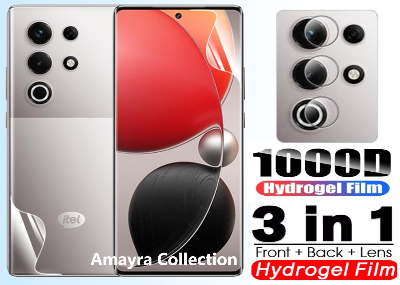 Picture of 3in1 Protector Combo Pack for itel Super 26 Ultra (Front Hydrogel Screen Protector Poly + Back Hydrogel Poly Protector + Camera Lens Protector)