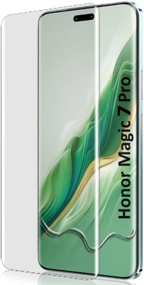 Picture of Honor Magic7 Pro (A+ GRADE) Premium UV Tempered Glass Screen Protector Curved with Liquid Glue and UV Light -Transparent Clear