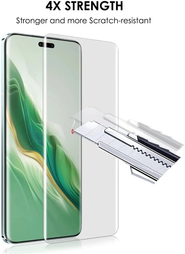 Picture of Honor Magic7 Pro (A+ GRADE) Premium UV Tempered Glass Screen Protector Curved with Liquid Glue and UV Light -Transparent Clear