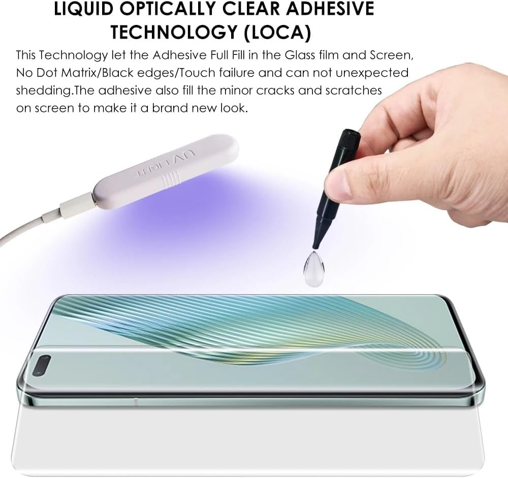 Picture of Honor Magic5 Pro (A+ GRADE) Premium UV Tempered Glass Screen Protector Curved with Liquid Glue and UV Light -Transparent Clear