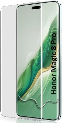 Picture of Honor Magic8 Pro (A+ GRADE) Premium UV Tempered Glass Screen Protector Curved with Liquid Glue and UV Light -Transparent Clear