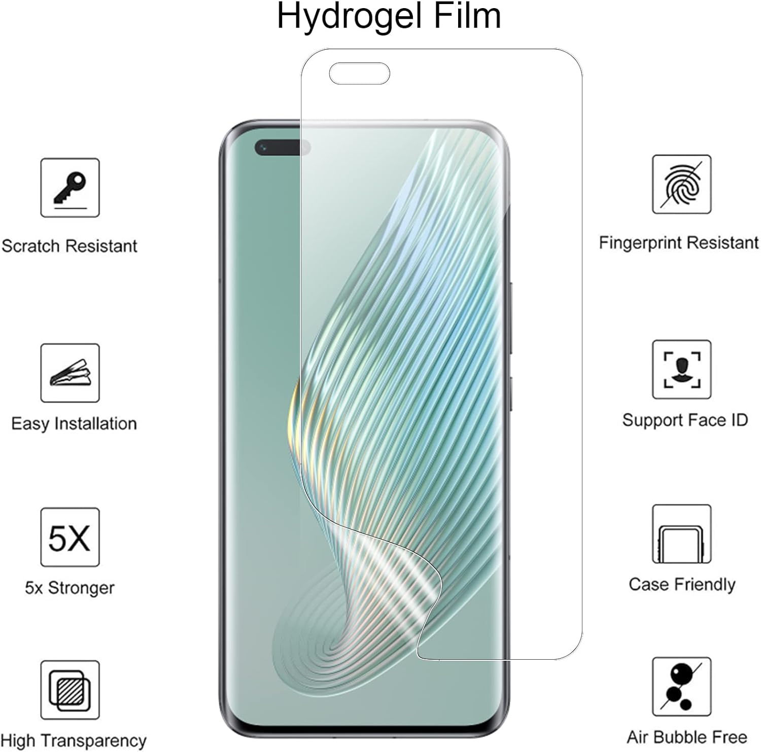 Picture of Honor Magic5 Pro (4 Layers) TPU Hydrogel Machine Cutting Screen Protector Film High Definition (Front Poly)