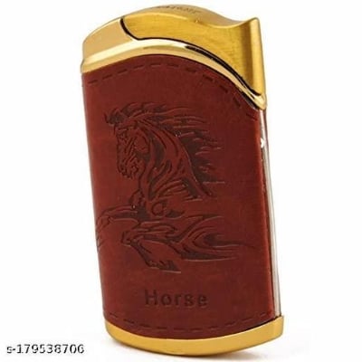 Picture of Brown Leather Finish Multi Design Embossed Lighter - Pocket Lighter