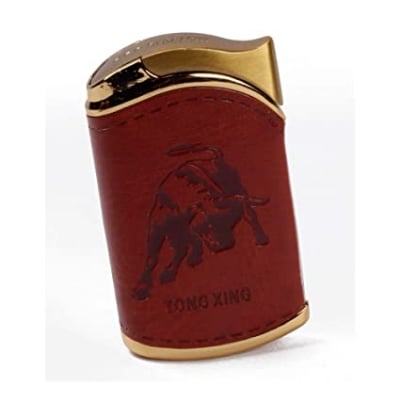 Picture of Brown Leather Finish Multi Design Embossed Lighter - Pocket Lighter