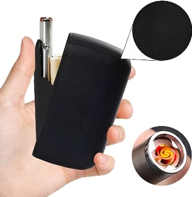 Picture of Ultrathin Portable Waterproof Creative Cigaret Case With Lighter 10pcs Box Capacity Touch Screen Windproof Electric Flameless