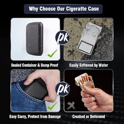 Picture of Ultrathin Portable Waterproof Creative Cigaret Case With Lighter 10pcs Box Capacity Touch Screen Windproof Electric Flameless