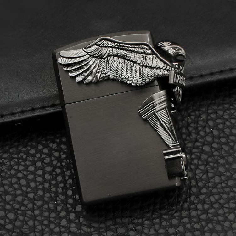 Picture of Metal 3D Relief Craft Grinding Wheel Lighter Creative Inflatable Open Flame Lighter