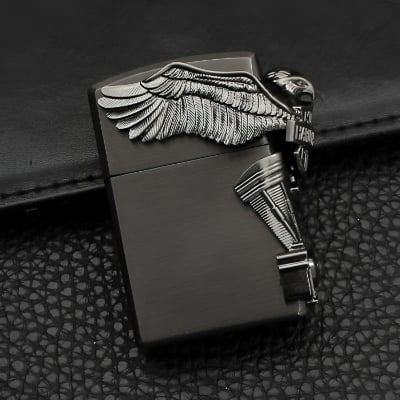 Picture of Metal 3D Relief Craft Grinding Wheel Lighter Creative Inflatable Open Flame Lighter
