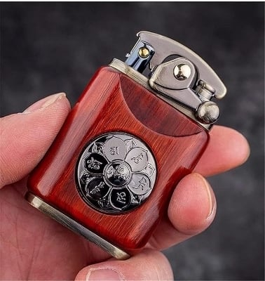 Picture of Zorro Retro Vintage Rose Wood Kerosene Lighter Vintage Metal Lighter with Grinding Wheel Portable Refillable Windproof Lighter High Quality Gift
