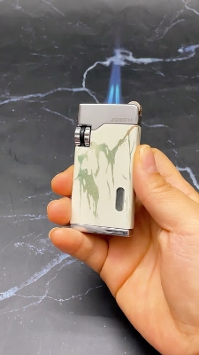 Picture of JOBON Premium Jet Lighter, Direct Injection Turbo Lighter, Gas Cigar Lighter, Windproof, Injected Type, Camping, Jet Lighter (No Gas), White