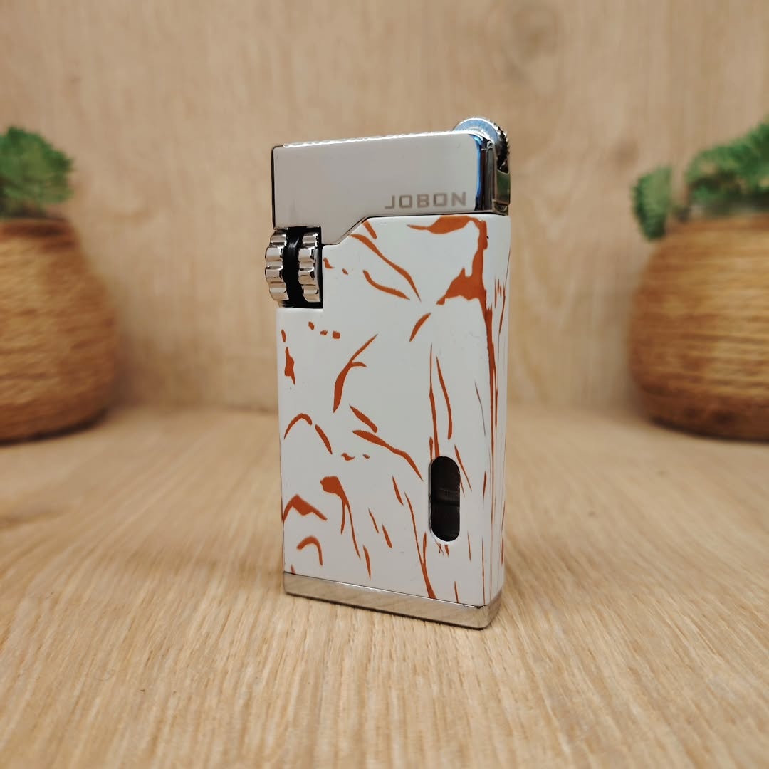 Picture of JOBON Premium Jet Lighter, Direct Injection Turbo Lighter, Gas Cigar Lighter, Windproof, Injected Type, Camping, Jet Lighter (No Gas), White
