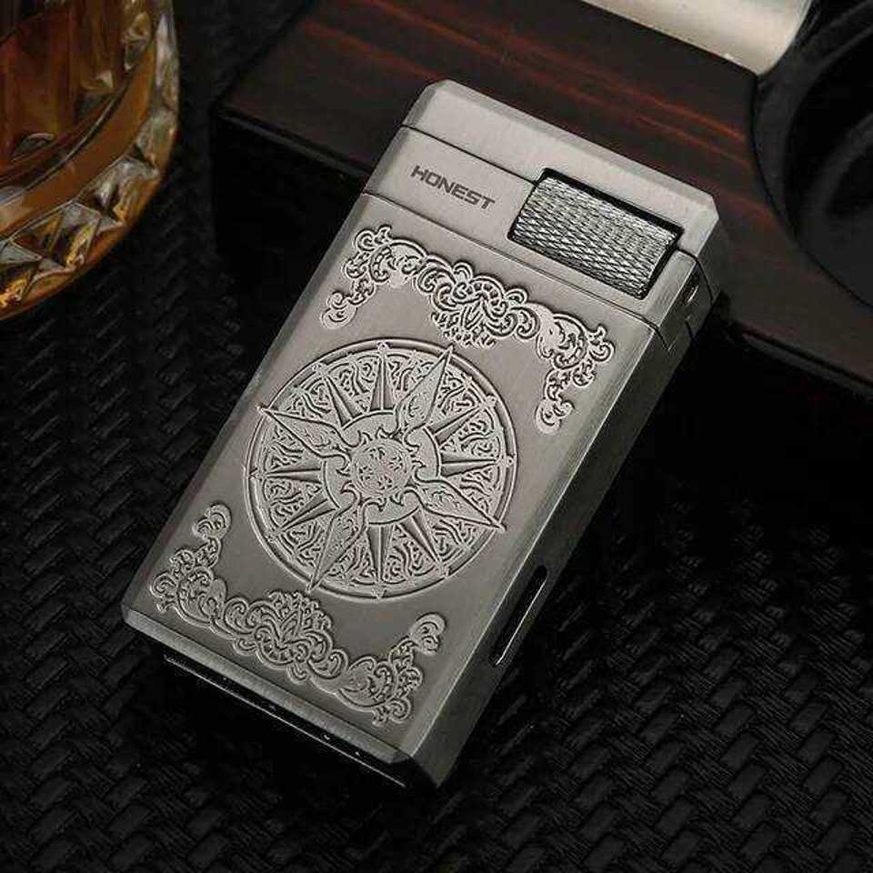 Picture of HONEST Dual Flame Flint Wheel Lighter – Premium Metal Windproof Gas Lighter with Classic Design