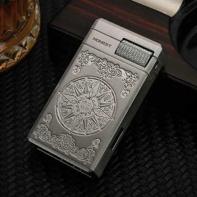 Picture of HONEST Dual Flame Flint Wheel Lighter – Premium Metal Windproof Gas Lighter with Classic Design