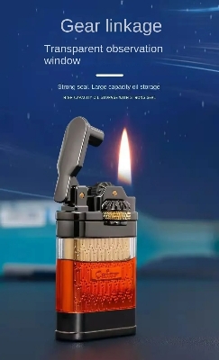 Picture of CHIEF fuel lighter, creative gear linkage, transparent fuel tank men's cigarette accessories, Retro Gift Lighter