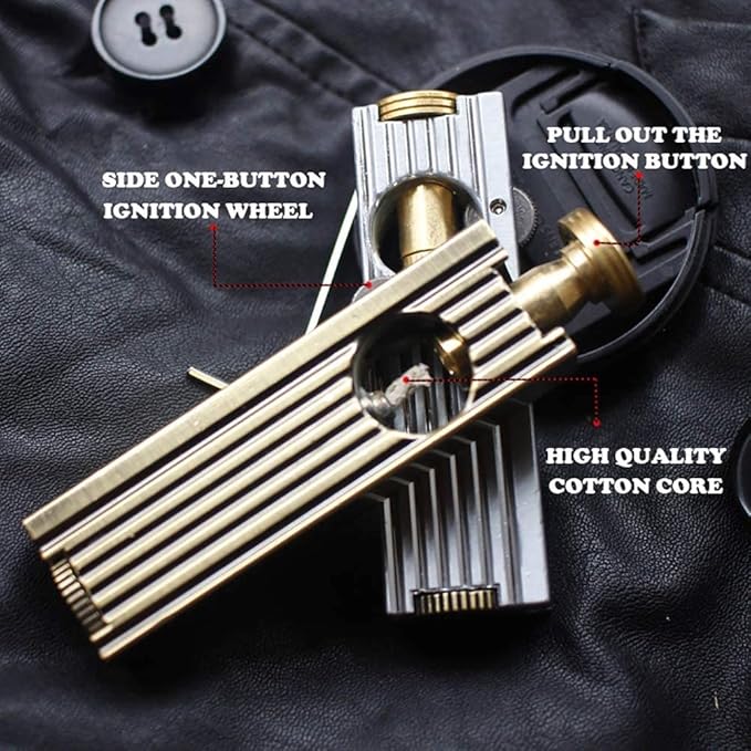 Picture of Grinding Wheel Torch Flint Lighter Metal Vintage Free Fire Kerosene Oil Pipe Compact Lighter