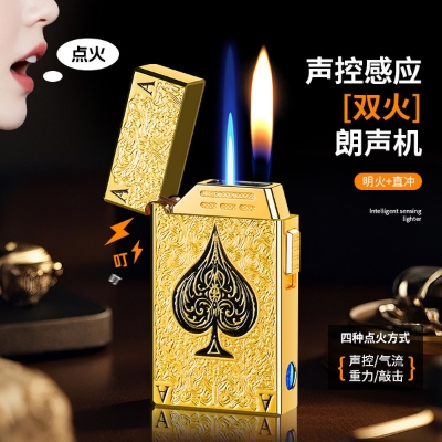 Picture of Ace Lighter USB C Electric Lighters Rechargeable USB Lighter with Poker Design Dual Flame