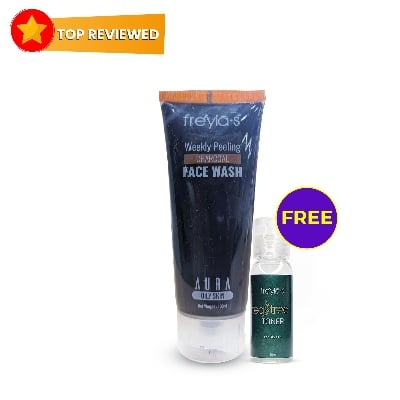 Picture of Freyias Charcoal Peeling Weekly Face Wash 100ml (Tea Tree Toner 20ml Free) Black
