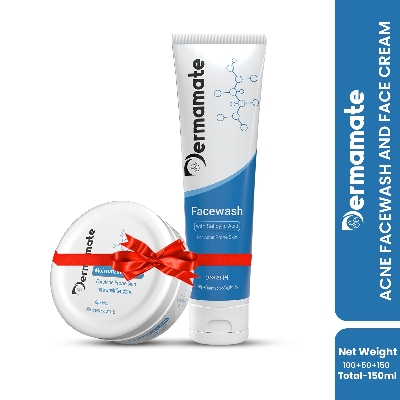 Picture of Dermamate Facewash for Acne Prone Skin 100 ml and Dermamate Moisturizing cream for Acne Prone Skin 50 gm Blue